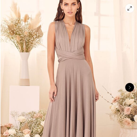 Tricks of the Trade Taupe Convertible Maxi Dress - Picture 1 of 6